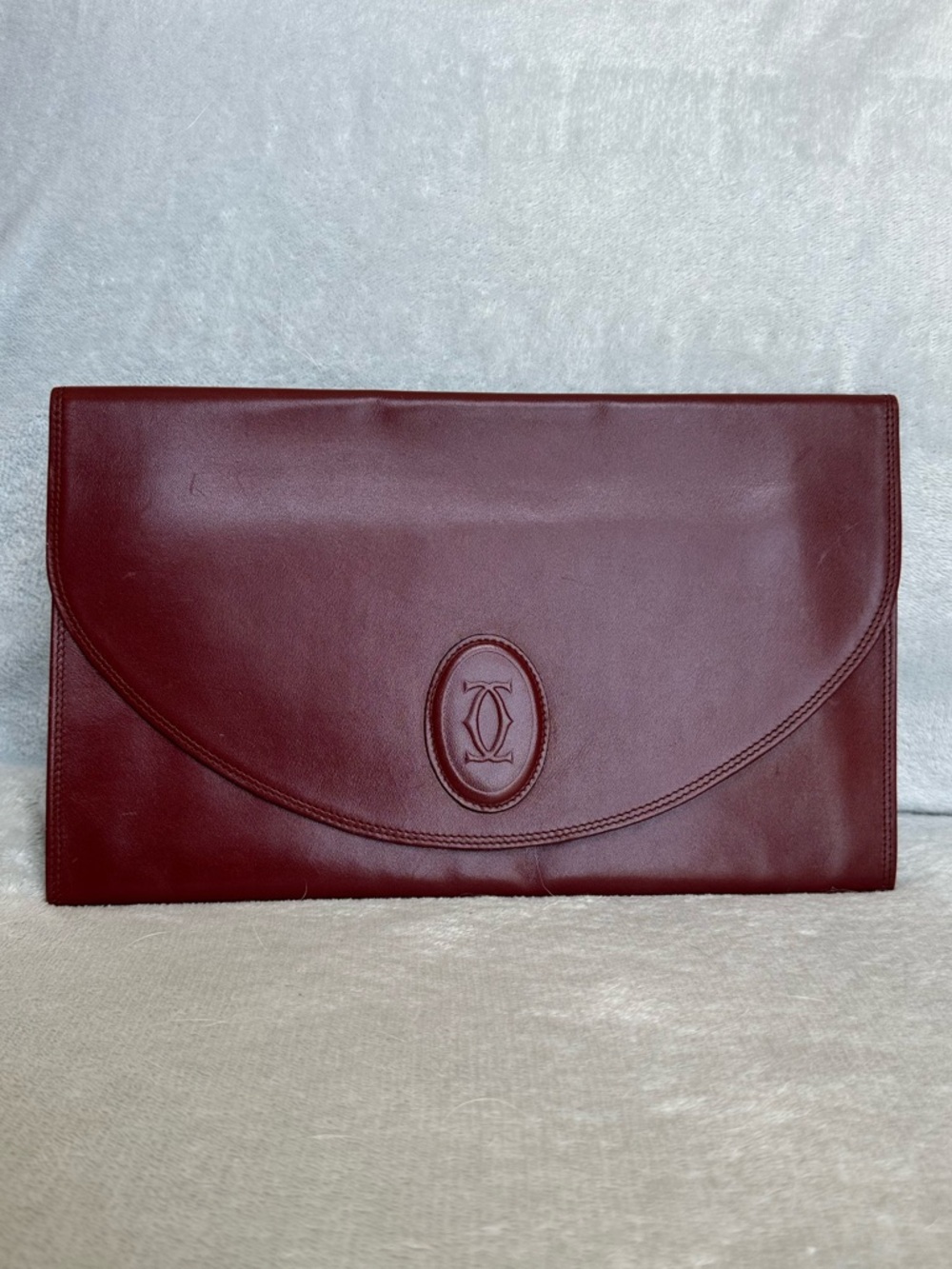 Vintage Cartier Must de Cartier Burgundy Leather Clutch Envelope Bag